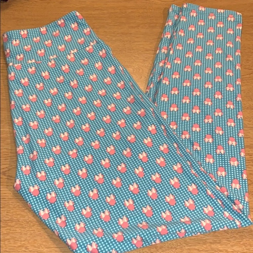 Lularoe Teal Pink Minnie Mouse Disney Leggings OS